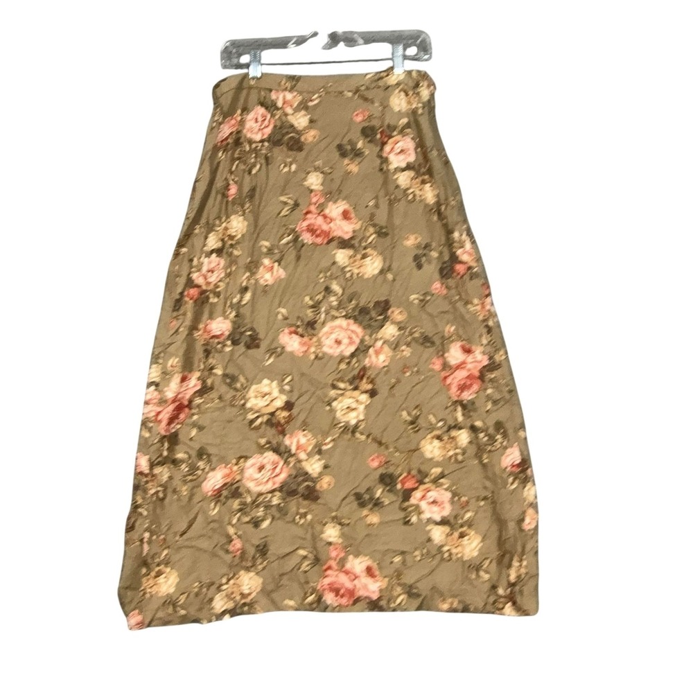 Vintage‎ Van Heusen Skirt Womens L Multicolor Floral A-Line Midi Elastic Waist